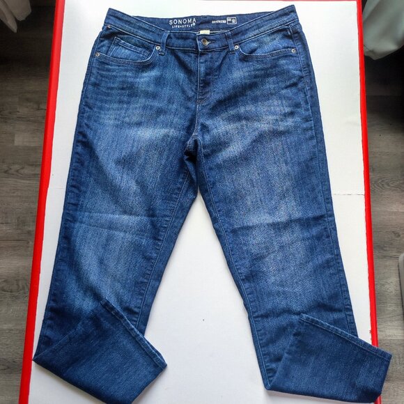 Sonoma jeans women's size 10 ink blue boyfriend style - Picture 1 of 15